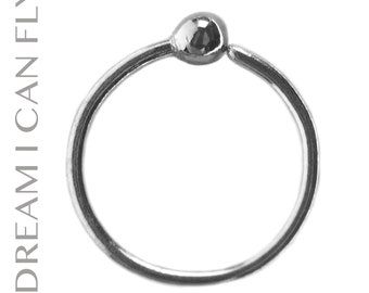 18k Palladium White Gold Sprouted Hoop Earring / Nose Ring (multiple sizes & gauges) - NICKEL FREE