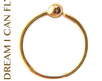 18k Yellow Gold Sprouted Hoop Earring / Nose Ring (multiple sizes & gauges)