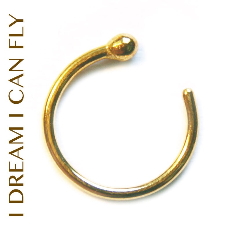 Nose Hoop in 20 gauge 22k yellow gold 9mm 20g Solid 22K Gold Open Nose Ring