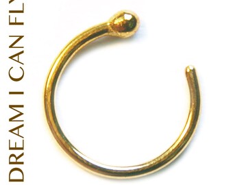 18k Yellow Gold Open Nose Ring (multiple sizes & gauges)