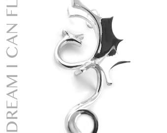 Dragon necklace in polished sterling silver - Dragon pendant