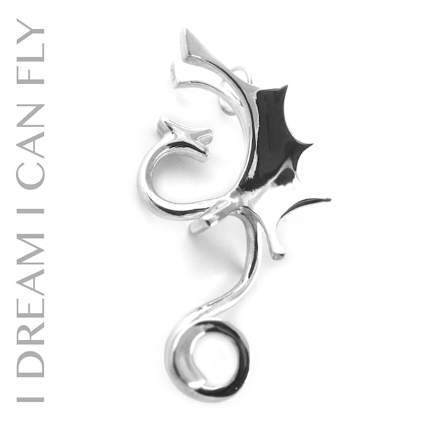 Dragon necklace in polished sterling silver - Dragon pendant