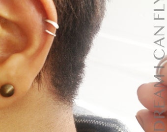14k Palladium White Gold Open Hoop Earring / Cartilage Hoop for the left ear (multiple sizes & gauges) - NICKEL FREE