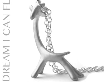 Giraffe necklace - Sterling silver with a brushed finish