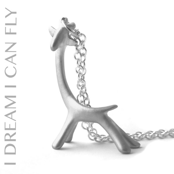 Giraffe necklace - Sterling silver with a brushed finish