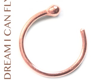 18k Rose Gold Open Nose Ring (multiple sizes & gauges)