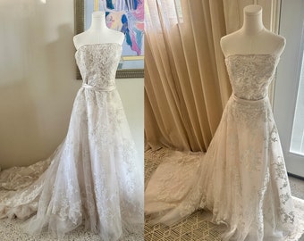 Vintage 2000er Jahre cremefarbenes Casablanca Hochzeitskleid, elegantes Brautkleid, Ballkleid