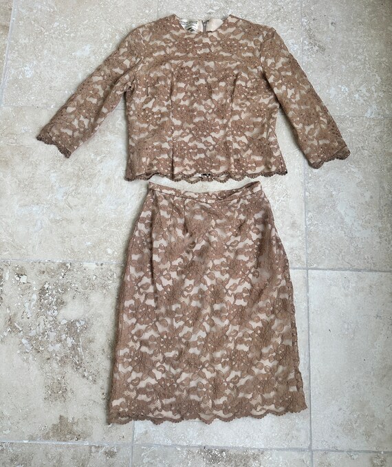 Vintage Vtg 60s lace skirt set