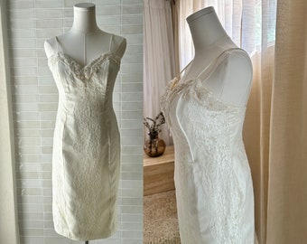Vintage 80er Jahre neues Blatt-Slip-Kleid, Partykleid, Hochzeits-Slip-Kleid