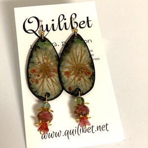 ABO Artisan Made Enamel Earrings Flower Burst image 2