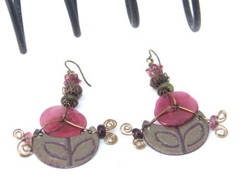 ABO Artisan Made Enamel & Lamp Work  Big Earrings.