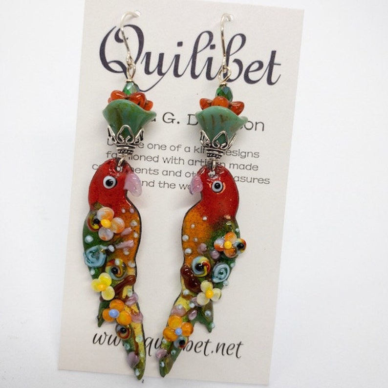 My Parrot ABO Artisan Made Enamel Earrings