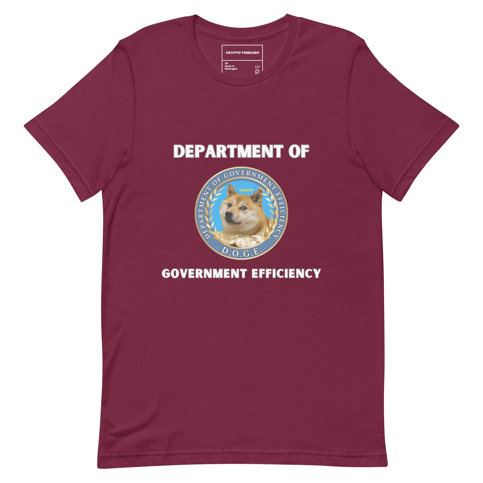Dogecoin T-Shirt: Department of Government Efficiency Crypto Tee