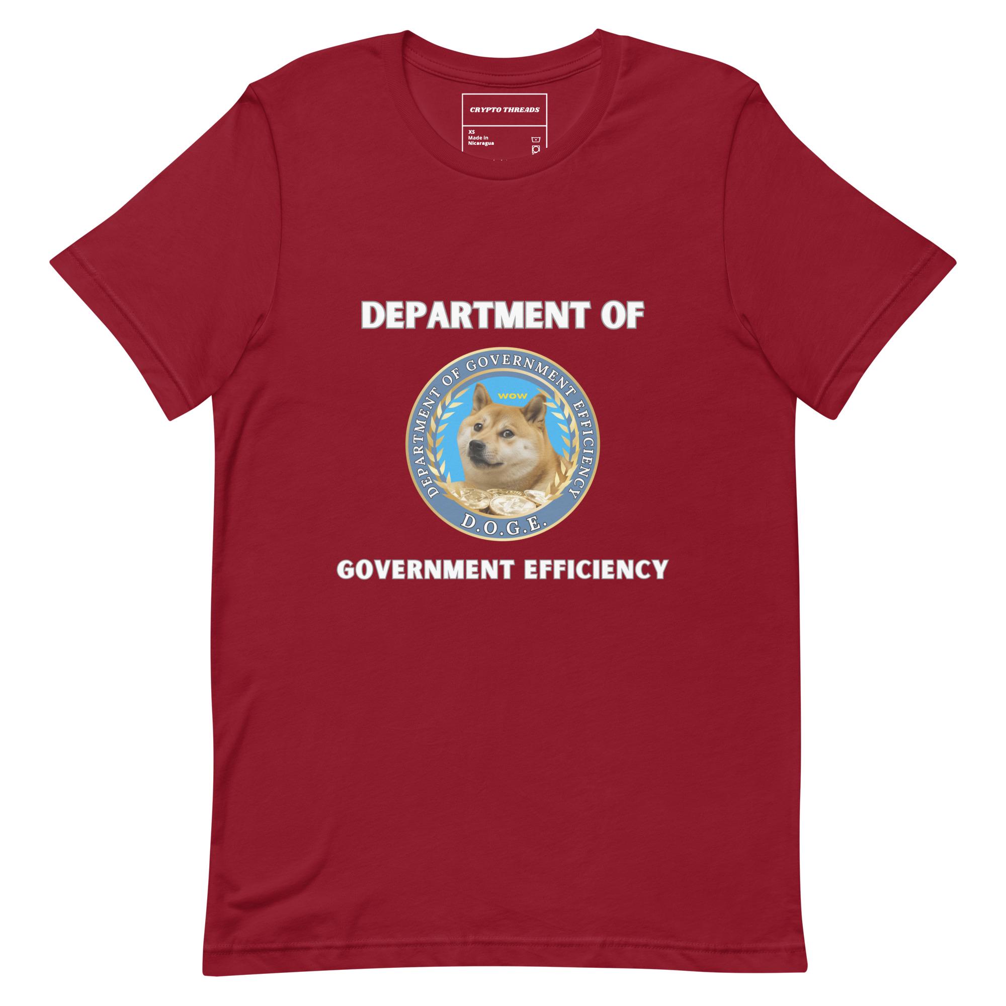 Dogecoin T-Shirt: Department of Government Efficiency Crypto Tee