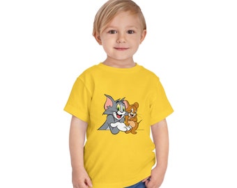 Tom and Jerry Toddler Tee - Cute Cartoon Short Sleeve Shirt for Kids - Perfect Playtime Clothing - Birthday Gift for Toddlers