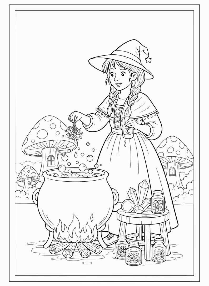 Zauberhafte Hexe Malbuch – 78 Tarot- & Hexen-Seiten (PDF Download) Bild 8