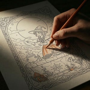 Zauberhafte Hexe Malbuch – 78 Tarot- & Hexen-Seiten (PDF Download) Bild 5