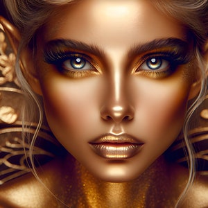 Wunderschöne Goldfee 09 - Digital Download - Feen - Fantasie - 300 dpi - Größen = Letter, A3, A4, A5, A6 - AI Kunstdruck - druckbares Bild