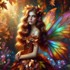 Wunderschöne Kupferfee 02 - Digital Download - Feen - Fantasy - 300 dpi - Größen=Letter, A3, A4, A5, A6 - AI Art Print - druckbares Bild