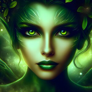 Wunderschöne grüne Fee 11 - Digital Download - Feen - Fantasie - 300 dpi - Größen= Letter, A3, A4, A5, A6 - AI Art Print - Druckbares Bild