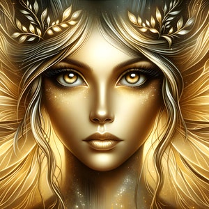 Wunderschöne Goldfee 04 - Digital Download - Feen - Fantasie - 300 dpi - Größen = Letter, A3, A4, A5, A6 - AI Kunstdruck - druckbares Bild