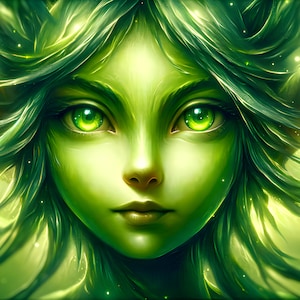Wunderschöne Grüne Fee 05 - Digital Download - Feen - Fantasie - 300 dpi - Größen= Letter, A3, A4, A5, A6 - AI Kunstdruck - Druckbares Bild