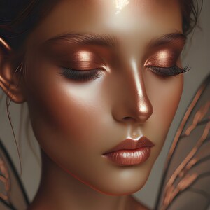 Serene Copper Fairy 01 - Descarga digital - Hadas - Fantasía - 300 ppp - Tamaños = Carta, A3, A4, A5, A6 - Impresión de arte AI - Imagen imprimible