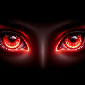 Schöne rote Augen - Digital Download - Fantasy - Kosmisch - 300 dpi - Größen = Letter, A3, A4, A5, A6 - AI Art Print - Druckbares Bild