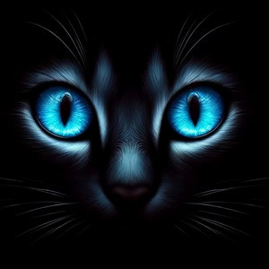 Olhos de gatos azuis - Download digital - Animais - Gatos - 300 dpi - Tamanhos = Carta, A3, A4, A5, A6 - AI Art Print - Imagem para impressão