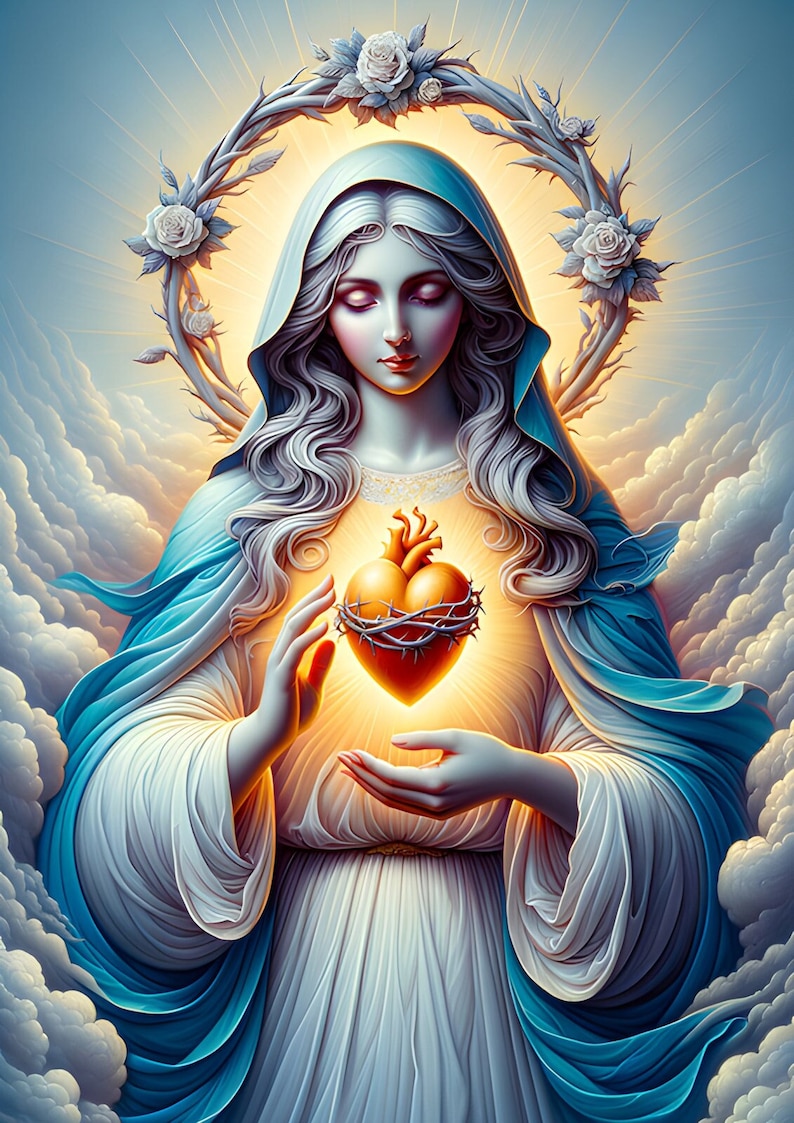 Sacred Heart of Mary 02 A4 Size Print - Etsy