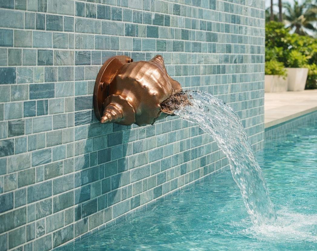 Conch Shell Spillway Scupper Fountain – Coastal Pool Water Feature ...