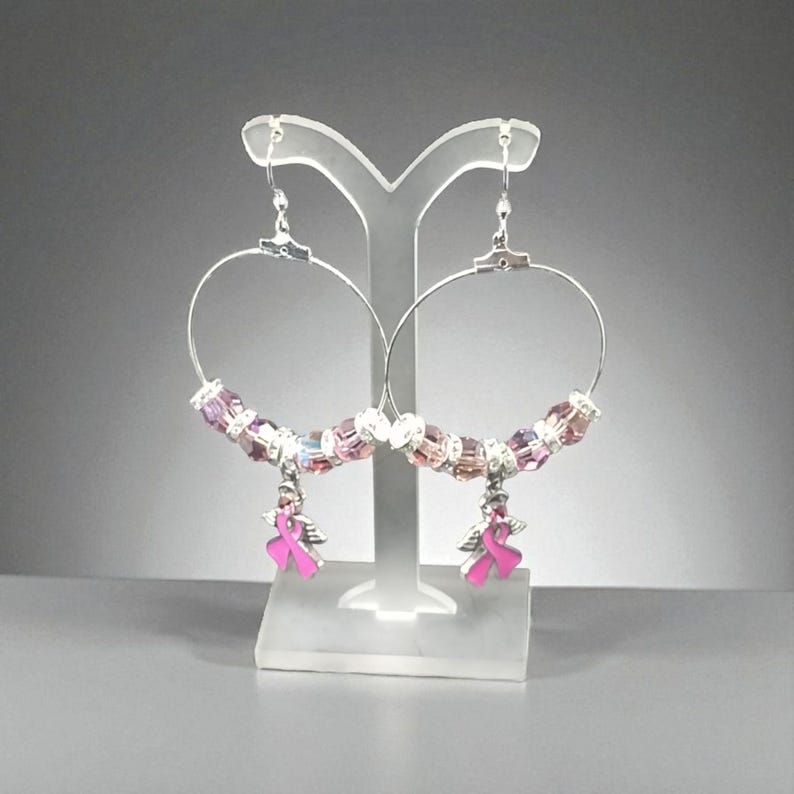 Breast Cancer Awareness Hoop Earrings - Etsy