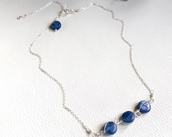 Blue Kyanite Adjustable Length Necklace Sterling Silver