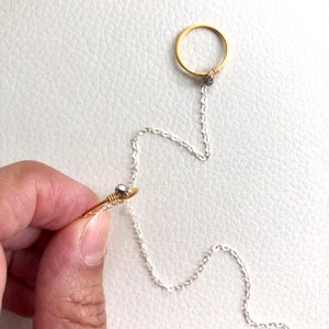 Long Silver & Gold Open Circle, Eternity Lariat Necklace image 7