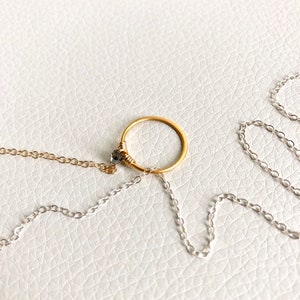 Long Silver & Gold Open Circle, Eternity Lariat Necklace image 4