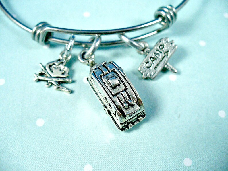 Camping Bracelet Camper Bangle Campfire Charm Bracelet Etsy