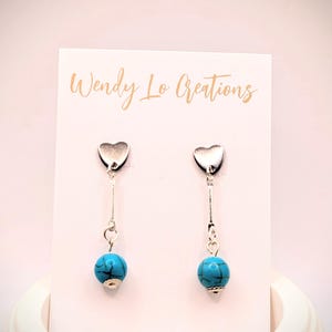 Boho Turquoise Stone Dangle Earrings - Gift Idea for Her