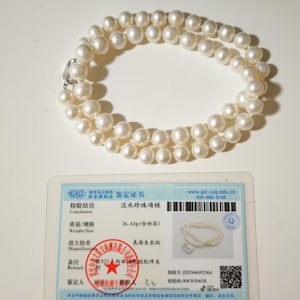Certified Real pearl silver necklace, Freshwater cultured pearl, necklace