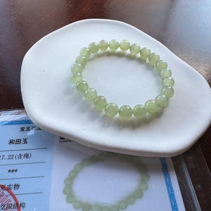 Certified 8mm nephrite jade bracelet, Natural Jade, Nephrite Jade, green Jade, bracelet