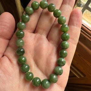 Certified 8mm green jade bracelet, Natural Jade, Nephrite Jade, green Jade, bracelet
