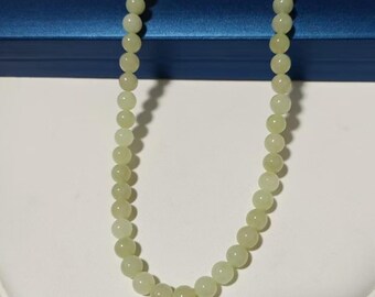 Certified 8mm jade necklace, Natural Jade, Nephrite Jade, yellow Jade, necklace