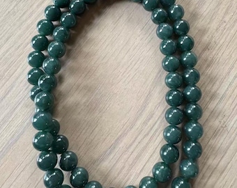 Certified 9.5mm blue jadeite necklace, blue Jadeite,  Natural Jade