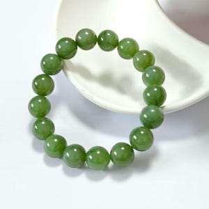 Certified 12mm green jade bracelet, Natural Jade, Nephrite Jade, green Jade, bracelet