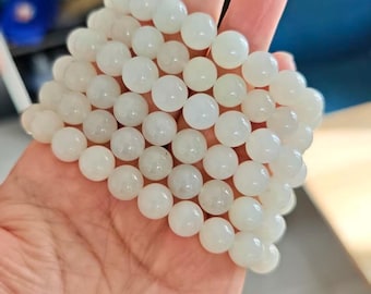 Certified White Nephrite Jade Bracelet: Natural 10mm Gemstone