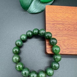 Certified 12mm green jade bracelet, Natural Jade, Nephrite Jade, green Jade, bracelet