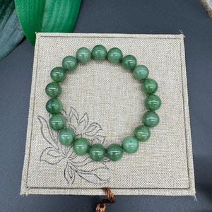 Certified 10mm green jade bracelet, Natural Jade, Nephrite Jade, green Jade, bracelet