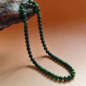 Certified 8mm green jade necklace, Natural Jade, Nephrite Jade, Green Jade, necklace