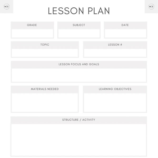 Lesson Plan Template Etsy