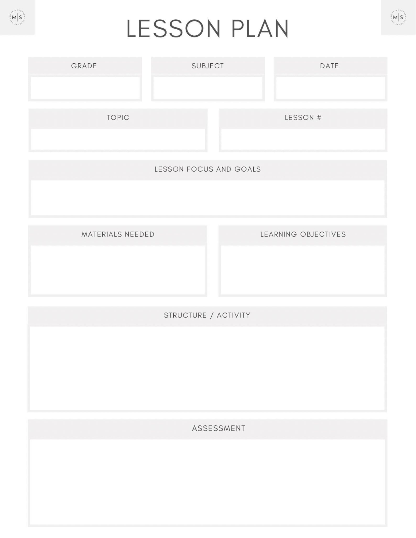 Lesson Plan Template - Etsy