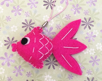 Puffy Felt Pink Goldfish Ornament, Felt Hanging Decoration, Felt Keychain, Felt Toy, Felt Fish, Felt Gold Fish, Cute Gift